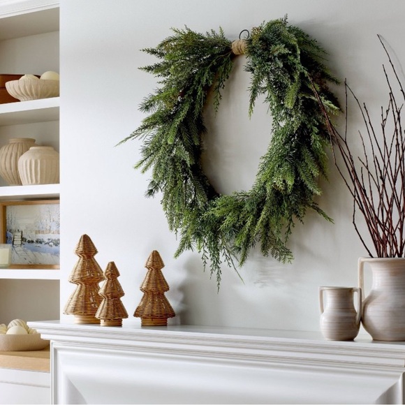 Set of 3 Rattan Basket Weave Woven Christmas Tree Threshold Target Studio McGee - Picture 2 of 4